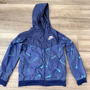 Nike boys or girls Windrunner Navy and Teal Graphic Jacket size youth large